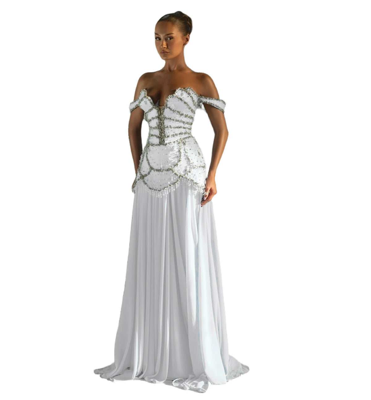 Abiti da sera sexy personalizzati con perle blu lunghi per le donne Maxi cristalli Dubai Saudi Abiti da festa Abito da gala su misura Plus
