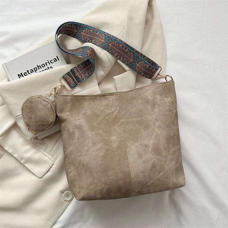 Borsa a tracolla da donna vintage per pendolarismo Borse a tracolla casual di grande capacità Borse e portamonete in pelle Pu Tote di design