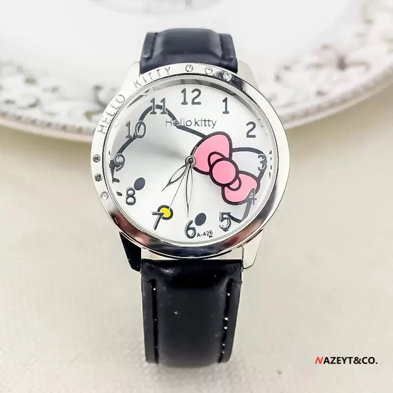 Hello Kitty Sanrio bambini Orologio al quarzo Donna Bambini Casual Impermeabile Kawaii Cartoon Orologi Orologio da polso di moda Regali