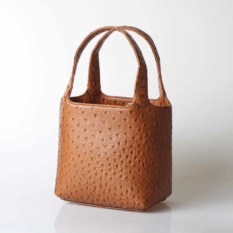 XMESSUN Borsa da donna retrò elegante con motivo struzzo da donna Moda retrò 2026 Nuova borsa con manico superiore per le vacanze estive al mare