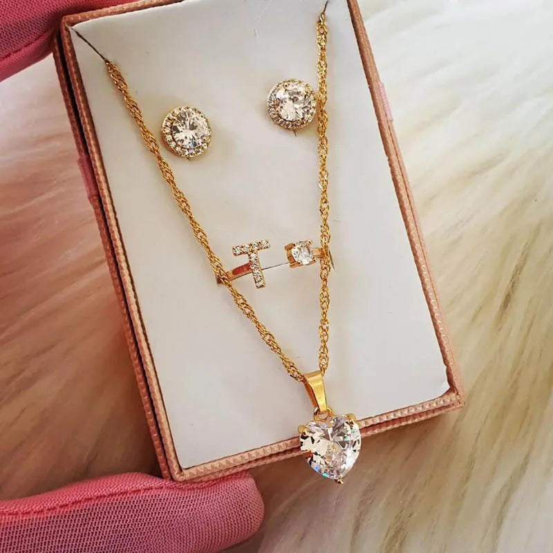 Collane a cuore per donna Collana girocollo in acciaio inossidabile placcato oro con zirconi a forma di cuore Collana girocollo Gioielli Boho da sposa Regalo Femme