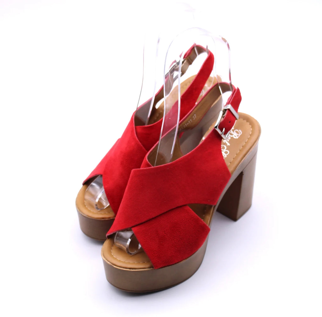 Soraia Shoes, Platform and Heel Imitation Wood Cross-body Sandal, Summer Sandal, Women's Sandals