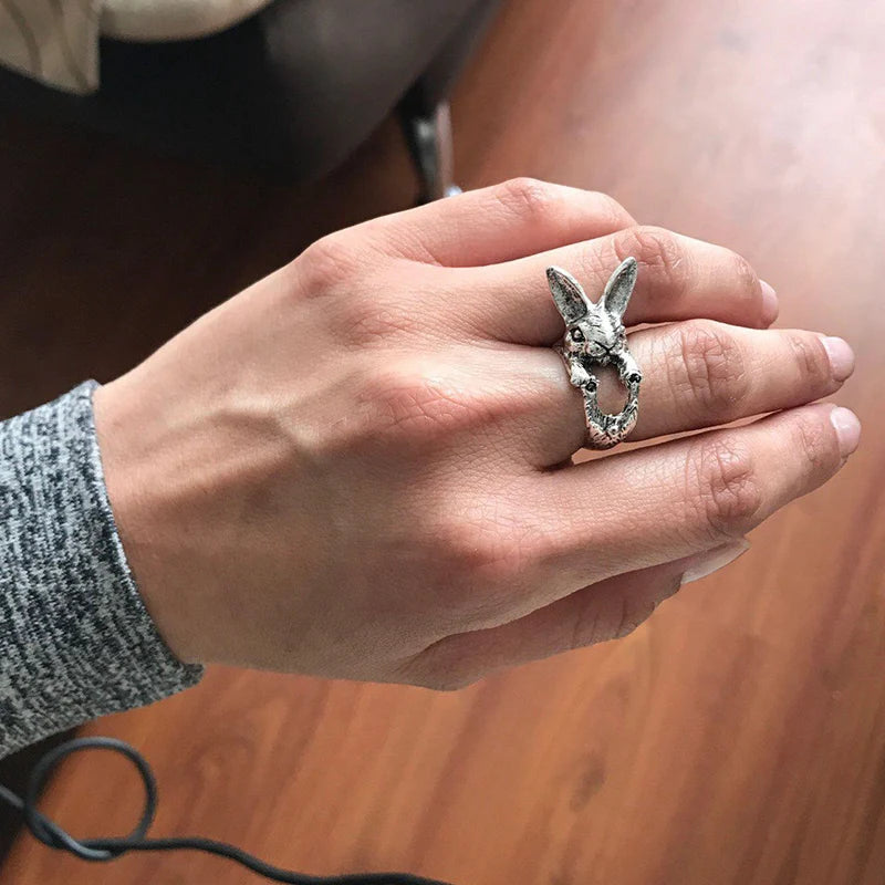 Anelli di apertura a forma di gatto della fortuna carina per le donne Colore argento Vintage rana rospo animale delicato anello di barretta ragazza gioielli di moda
